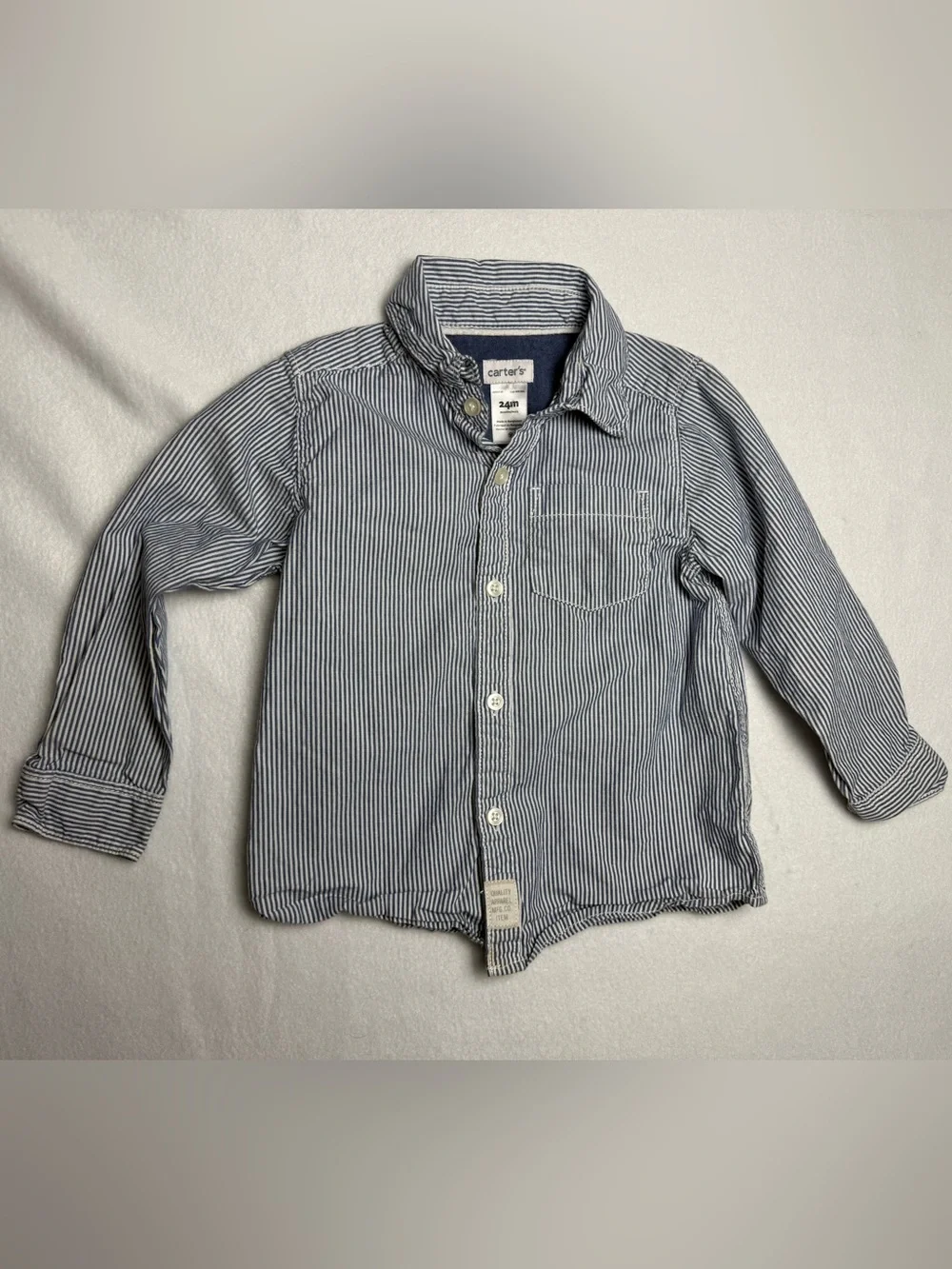 Carter’s Toddler Boys Blue & White Striped Button-Up Shirt